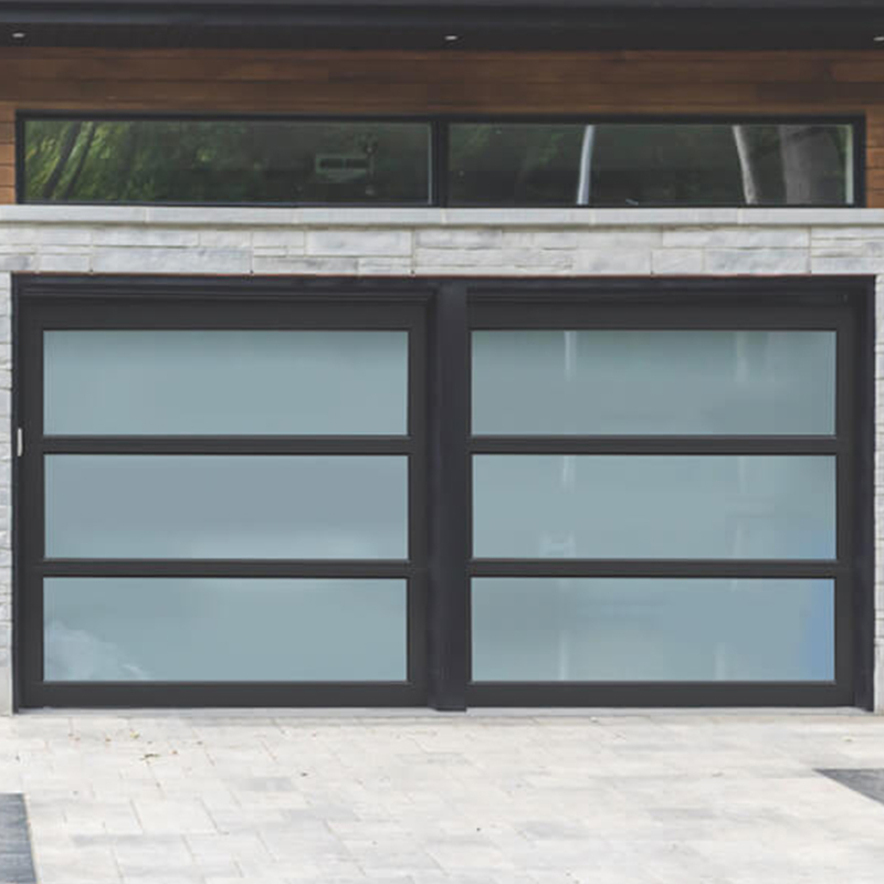 Single Car Modern Frame Tempered Glass Aluminum Garage Door