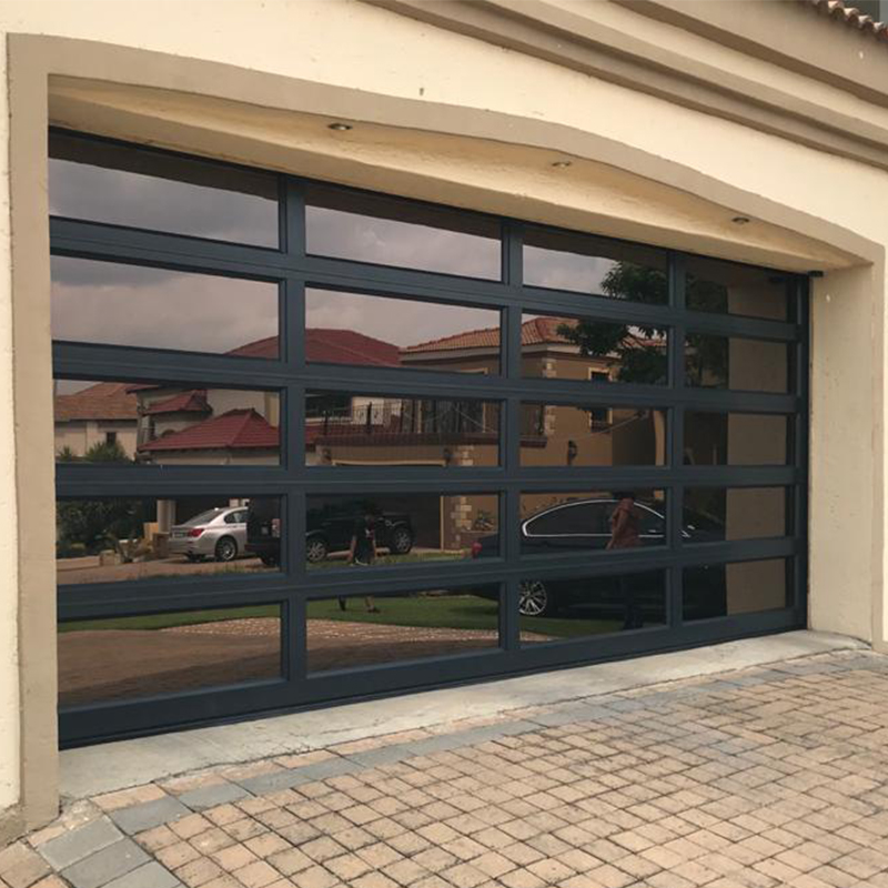 Black Insulated Glass Alumium Garage Door with Passing Door