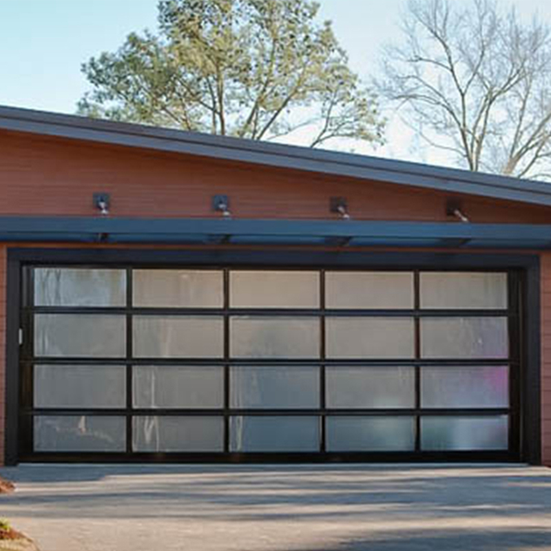 Small Frameless Anodized Aluminum Glass Garage Door 