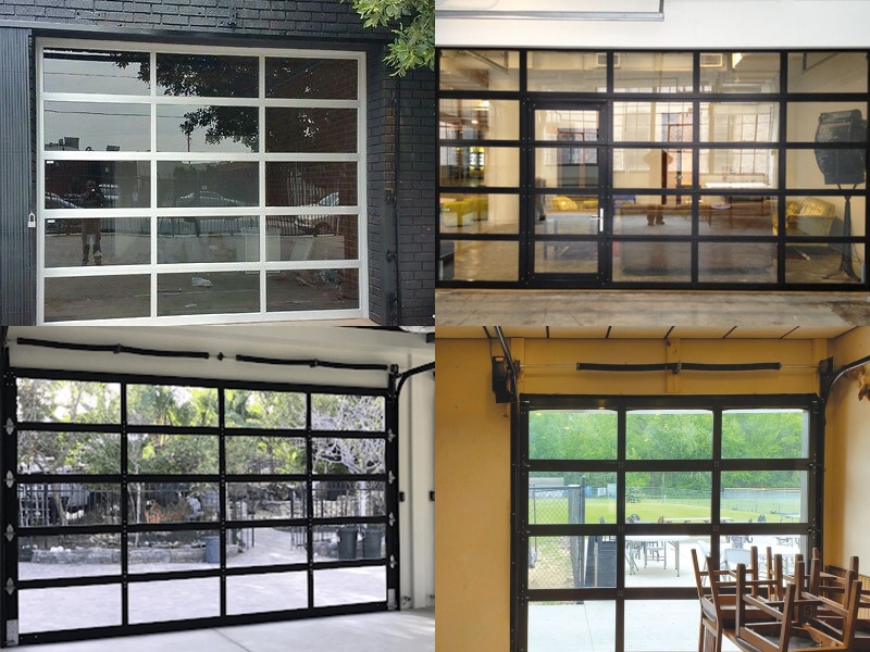 clear glass garage door details
