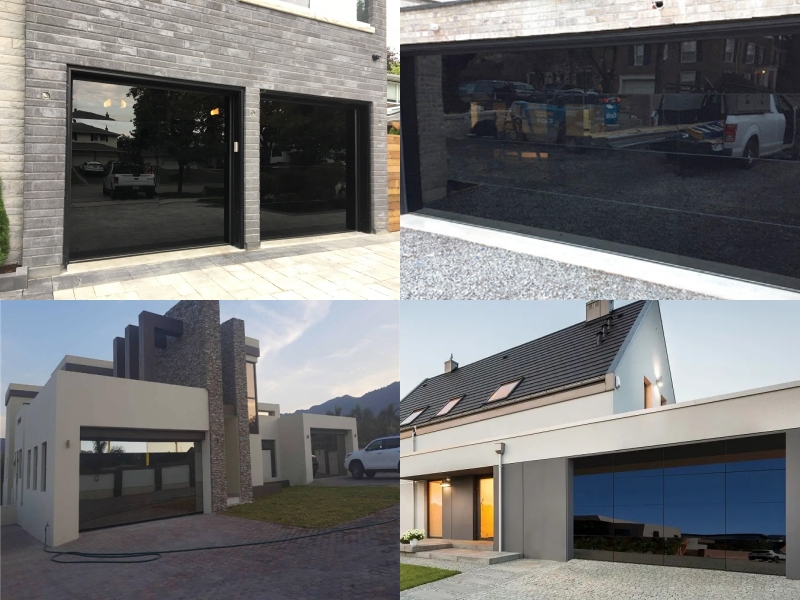 Black Frameless Overhead Aluminum Glass Garage Door