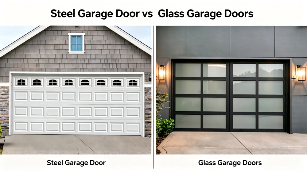 Steel Garage Door vs&nbsp;Glass Garage Doors