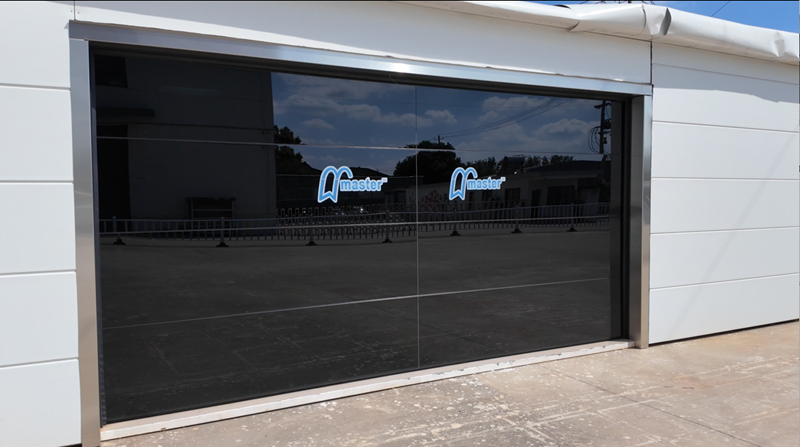 Black Frameless Overhead Aluminum Glass Garage Door