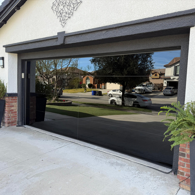 frameless glass garage door