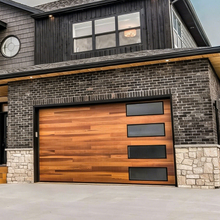 Wooden Windowed Steel Garage Door
