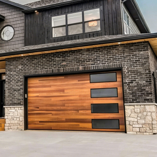 Wooden Windowed Steel Garage Door