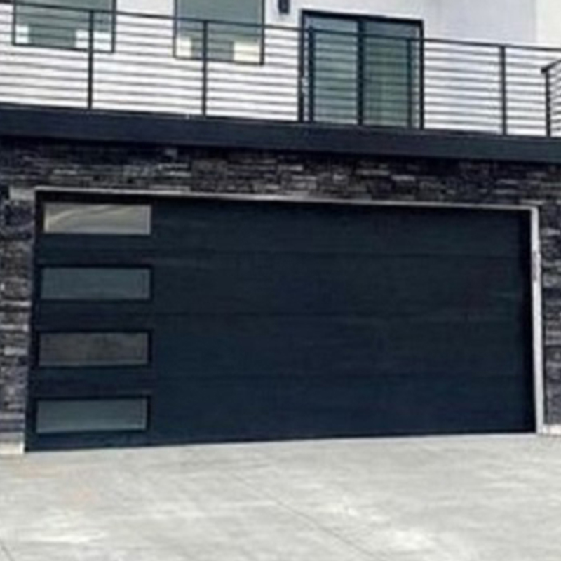 Precision Commercial Overlap Trackless Glass PU Foaming Overhead Sectional Garage Doors