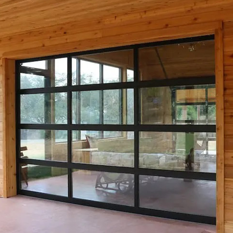 Commercial Full View Clear Glass Aluminum Garage Door with Passing Door