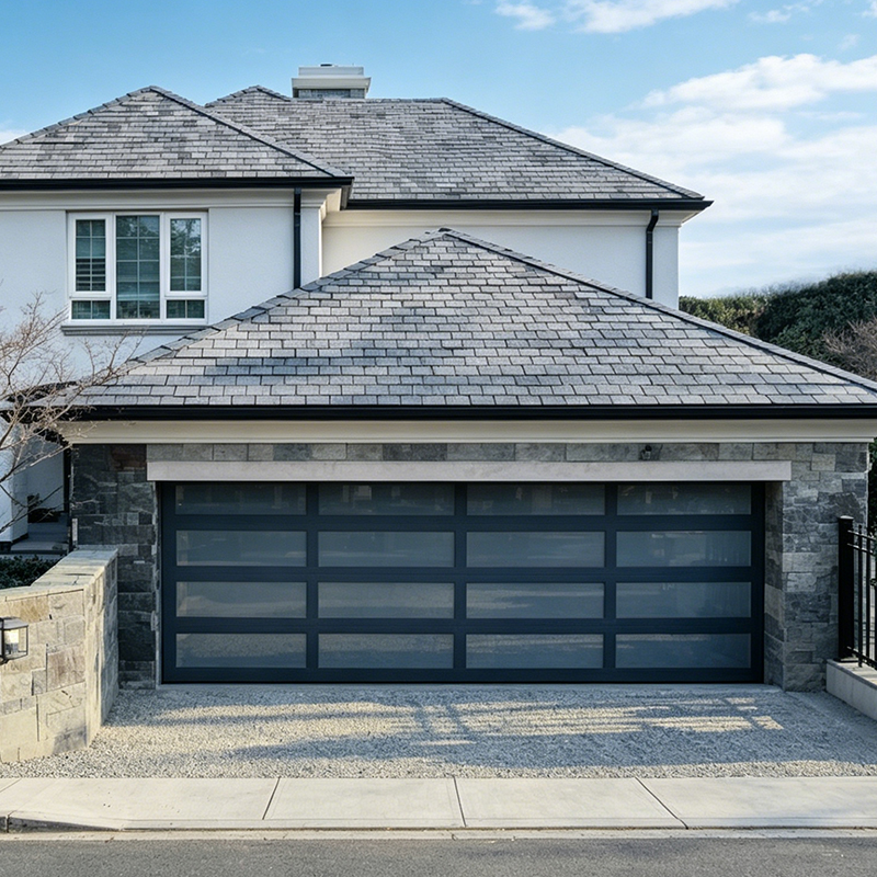Residential Contemporary Frosted Glass Garage Door
