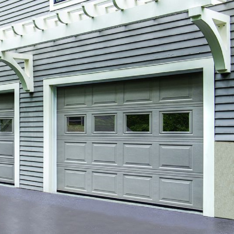 Electric Carriage House Overlap Trackless Glass PU Foaming Overhead Sectional Garage Doors