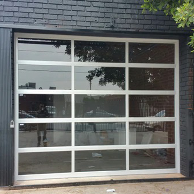 Commercial Full View Clear Glass Aluminum Garage Door with Passing Door