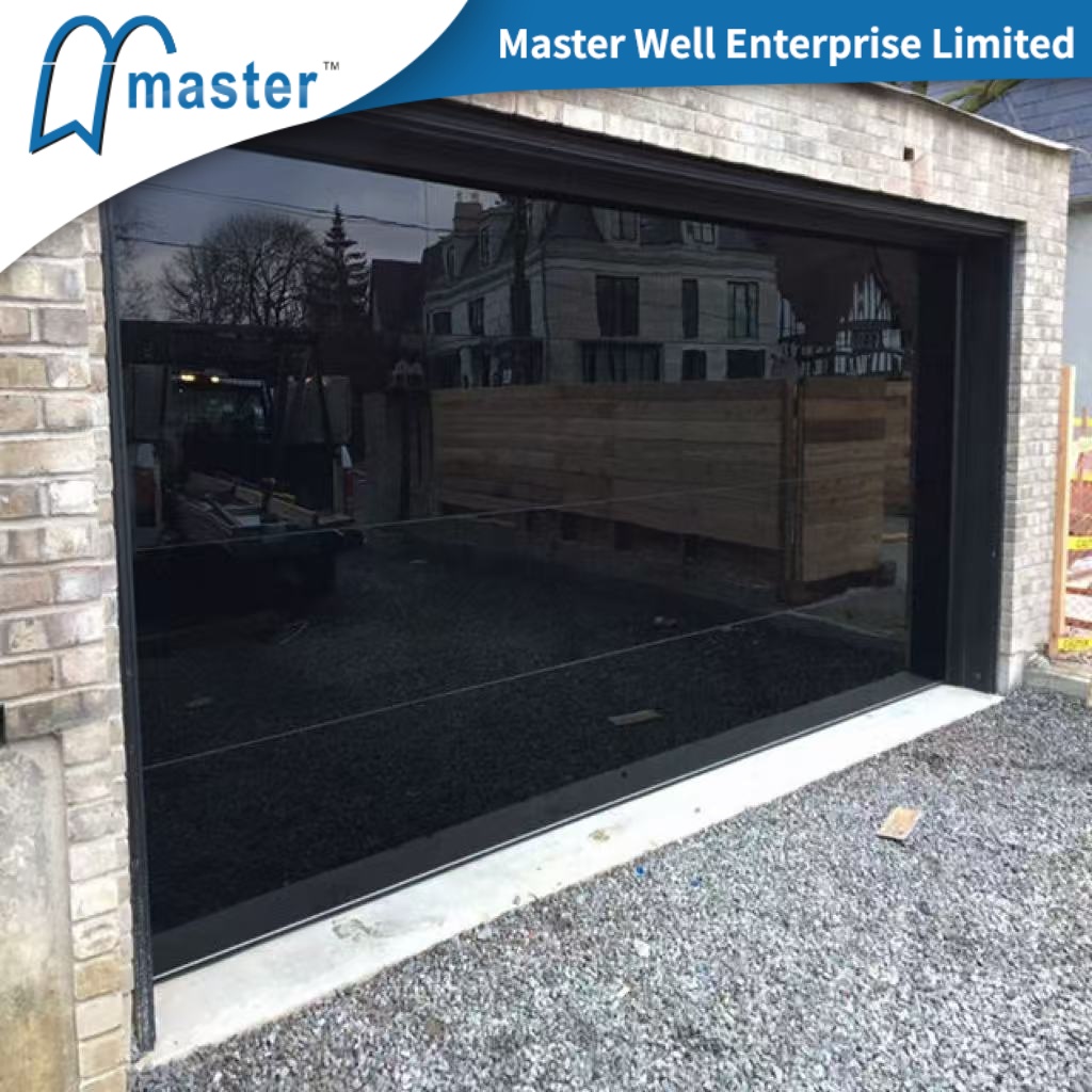 Black Frameless Overhead Aluminum Glass Garage Door