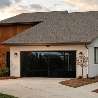 Black Frameless Overhead Aluminum Glass Garage Door