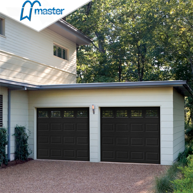 Universal Remote Carriage Style Flush Panel Insulated Overhead Garage Doors with Windows 