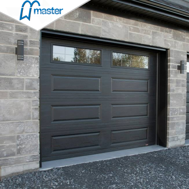 Electric Residential Timber Look Fiberglass Roll Up Garage Doors with Glass 