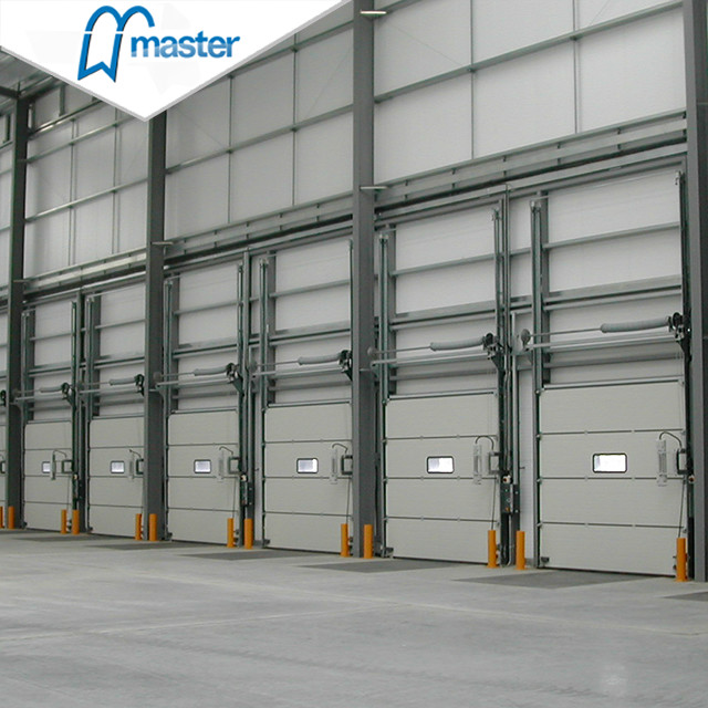 Fast Action PU Foam Secure Insulated Industrial Sliding Doors with Glass 
