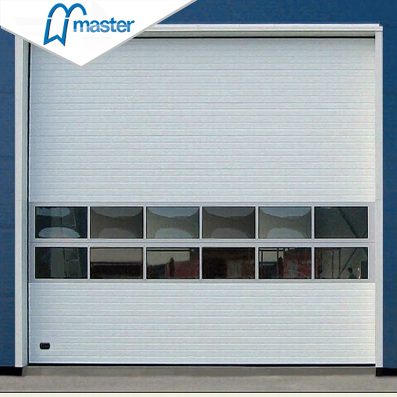 Automatic PU Sandwich Panel Secure Insulated Industrial Folding Doors with Glass 